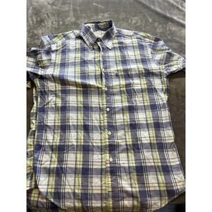 BROOKS BROTHERS 346‎ Men's Shirt Blue Yellow Plaid Button Down Medium
